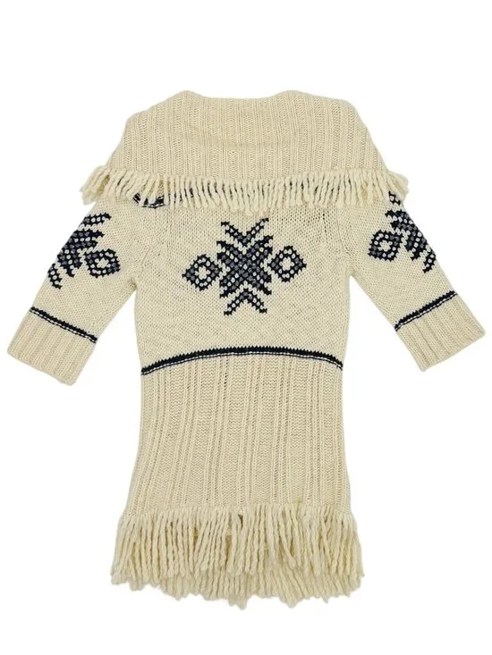 RARE Hollister Fringe Hem Cream Cardigan | Boho Indie Sleaze Coastal Cowgirl Y2K - Picture 7 of 16